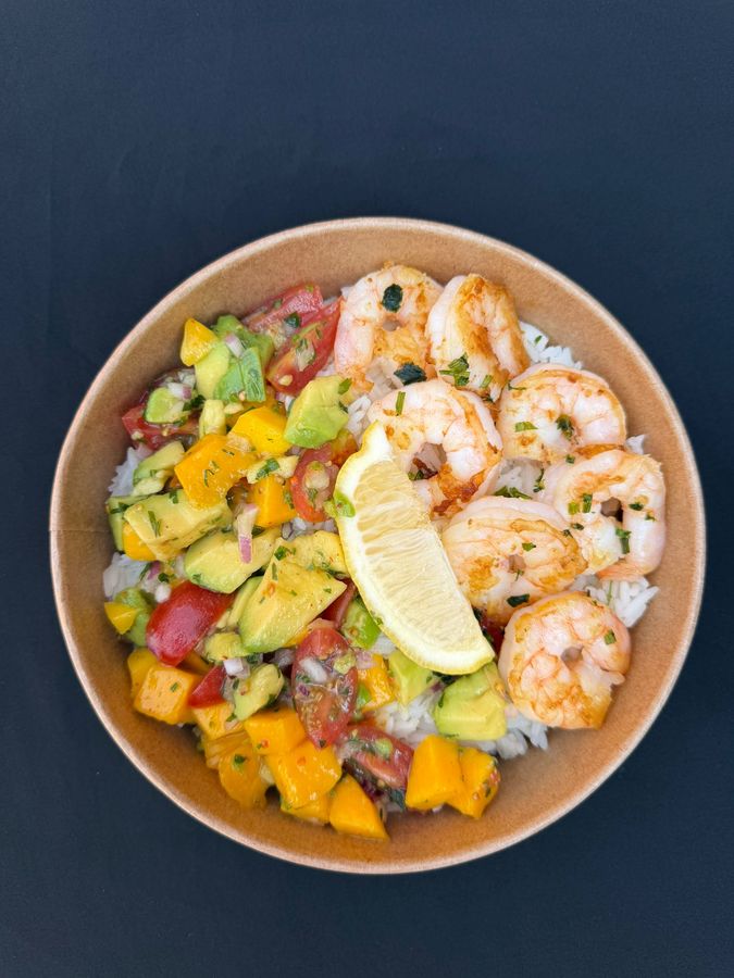 Crevettes, salsa mangue-avocat